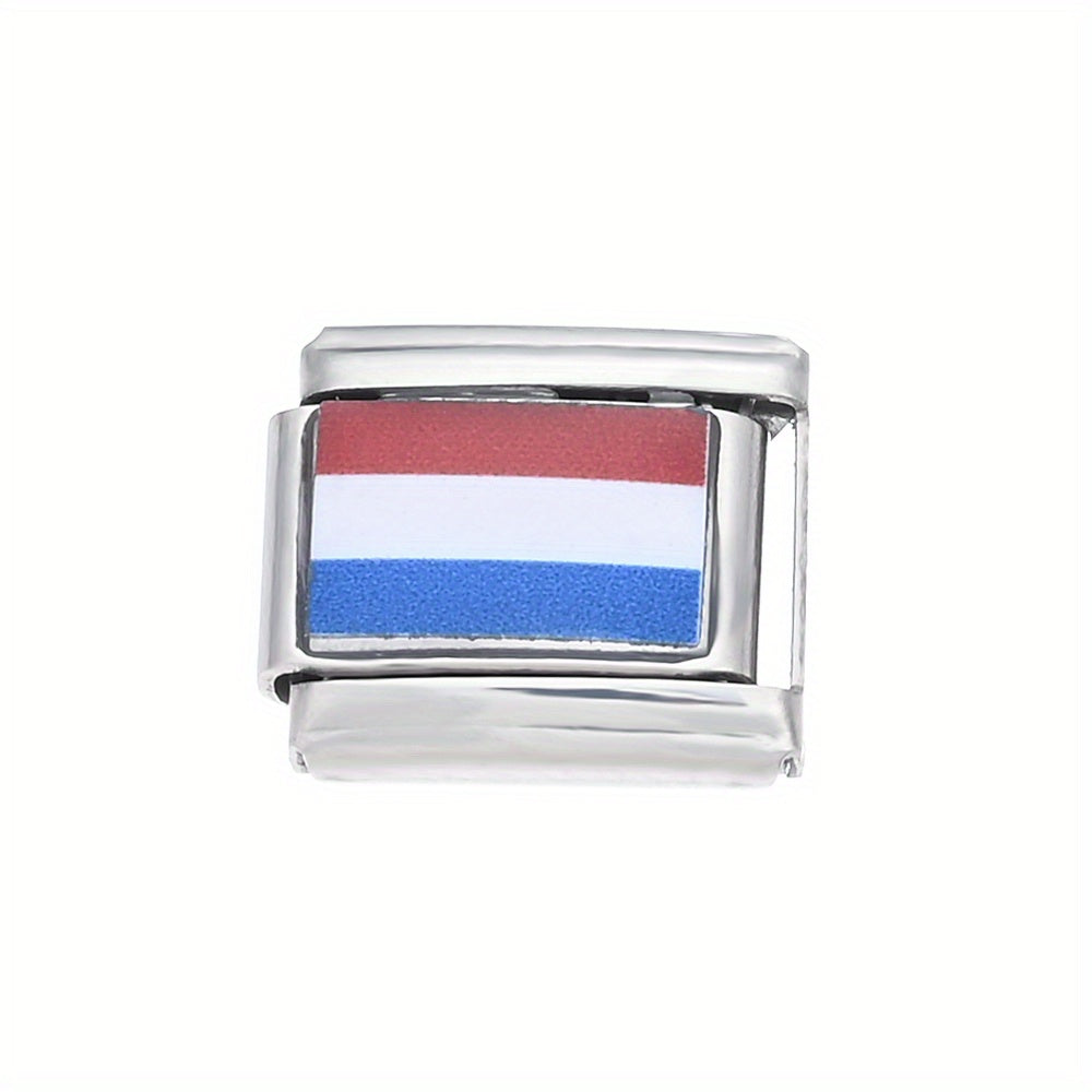 1pc 9x10mm Stainless Steel World Flag Module Charm Bead