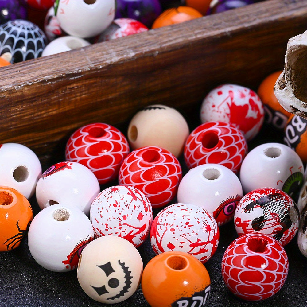 16mm Halloween Printed Wooden Beads
