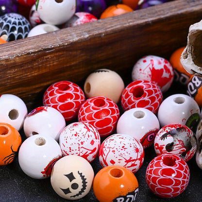 16mm Halloween Printed Wooden Beads