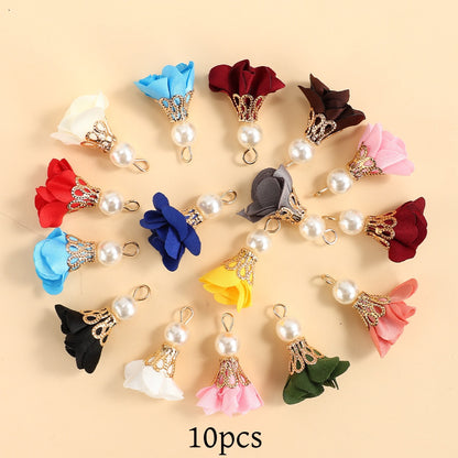 10pcs Colorful Petal Tassel Charm Pendants