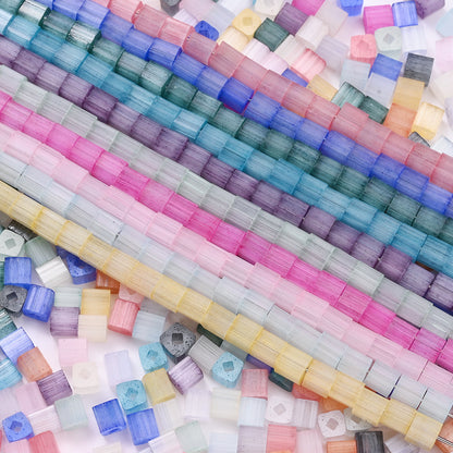 200Pcs Square Glass Beads For Jewelry Making 4MM Seed Beads & Beads Assortments DIY Handmade Bracelet Necklace Crafts Accessories