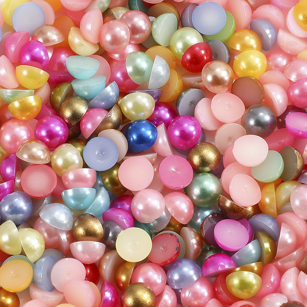 1000pcs Semi Circular Resin Pearl Beads