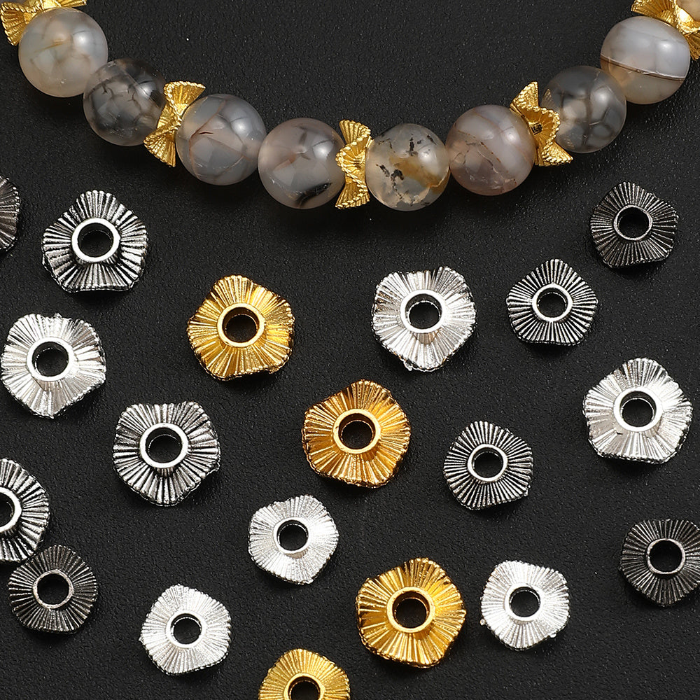 50pcs Wave Pattern Zinc Alloy Spacer Beads
