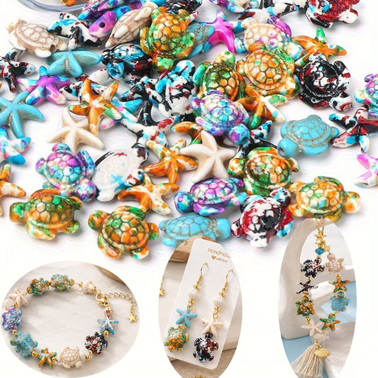 200pcs Turquoise Turtle Starfish Beads