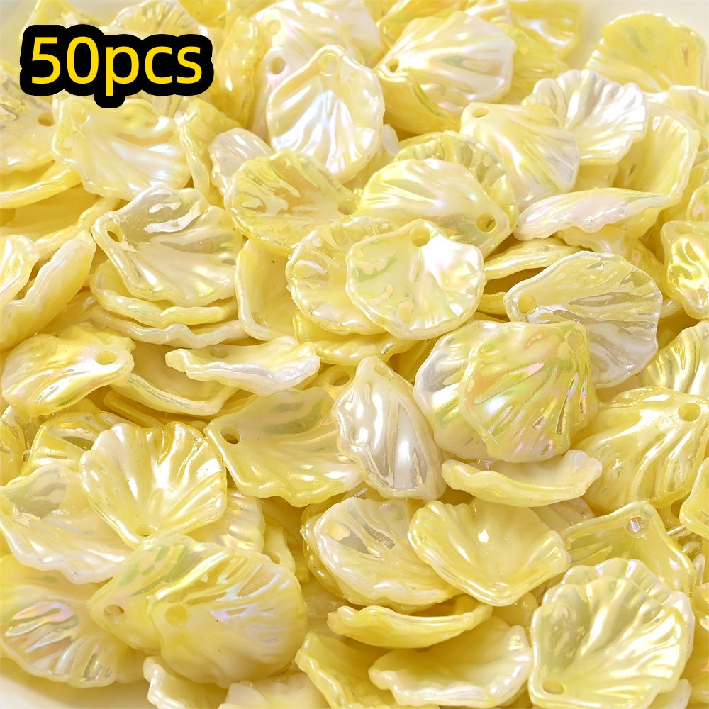 50pcs 15x17mm Acrylic Shell & Leaf Beads