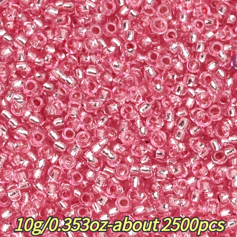 1.5mm Silvery-filled Mini Glass Rice Beads