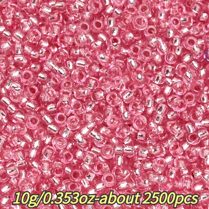 1.5mm Silvery-filled Mini Glass Rice Beads