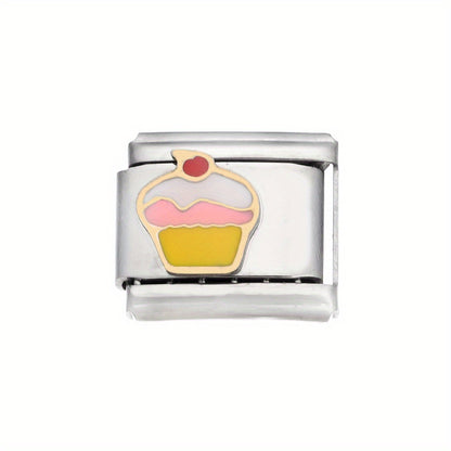 1pc 9x10mm Stainless Steel Birthday Theme Module Charm Bead