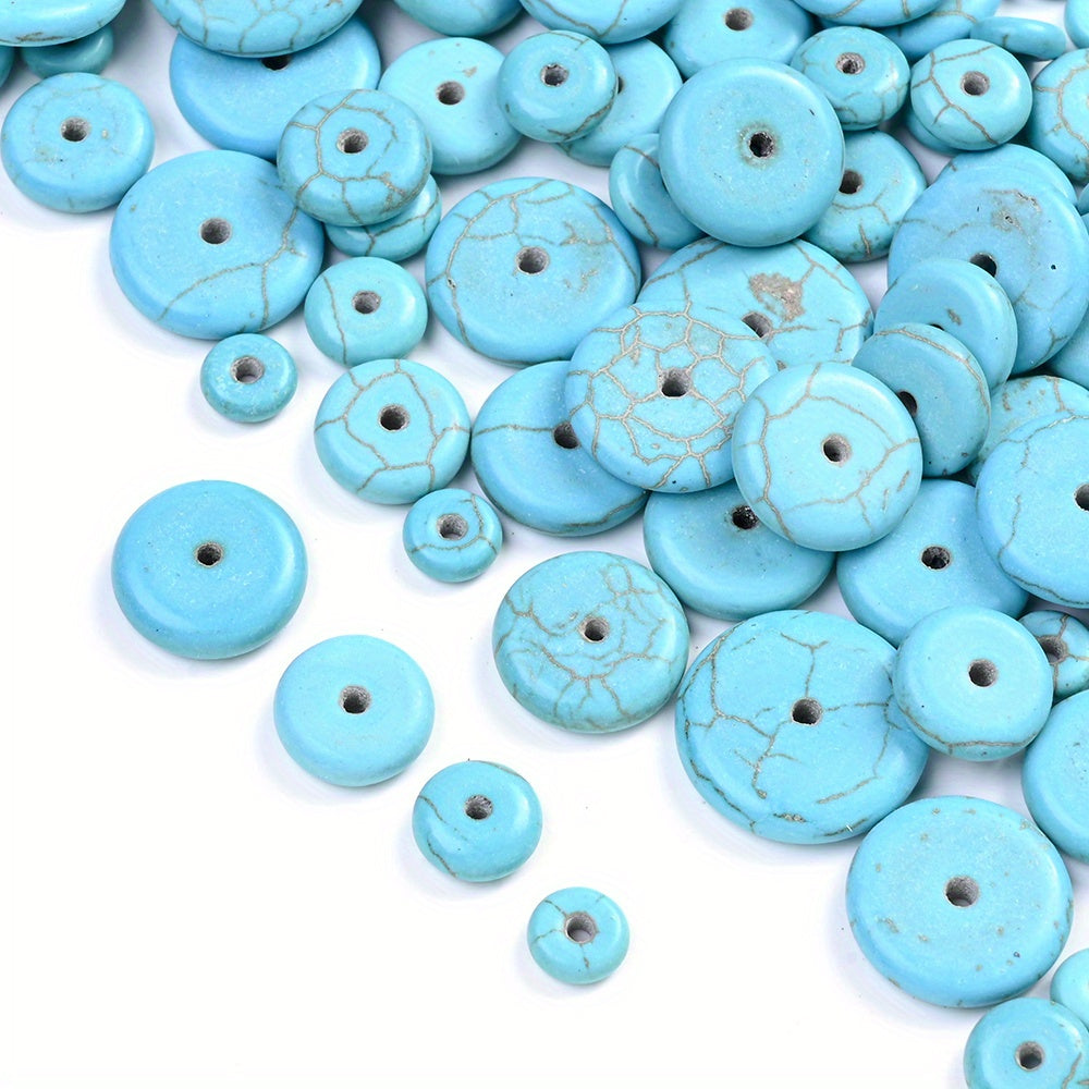 Turquoise Flat Round Lentil Stone Beads