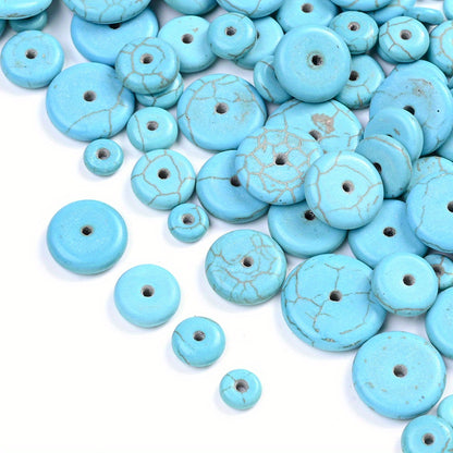 Turquoise Flat Round Lentil Stone Beads