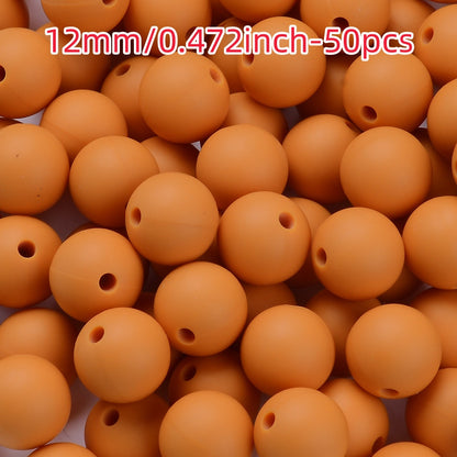 50pcs 12/15mm Rainbow Silicone Round Focal Beads