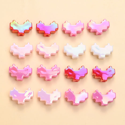 10pcs Valentine's Day Pink & Red Love Pixel Style Beads