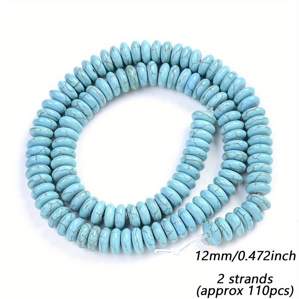 Turquoise Flat Round Lentil Stone Beads