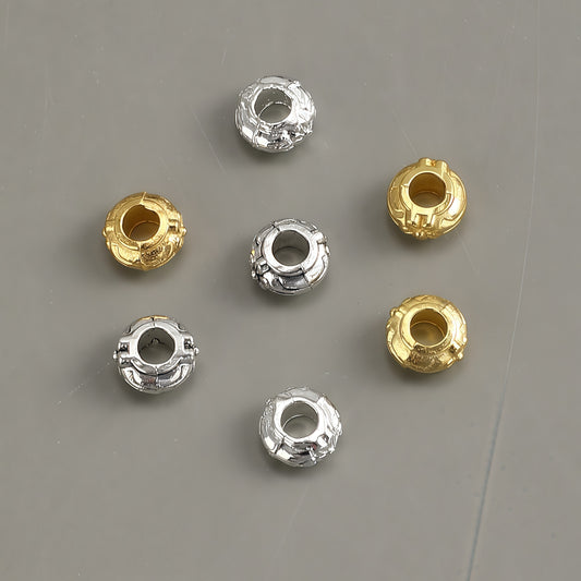 50pcs/set Pattern Engraved Golden & Silvery Spacer Beads