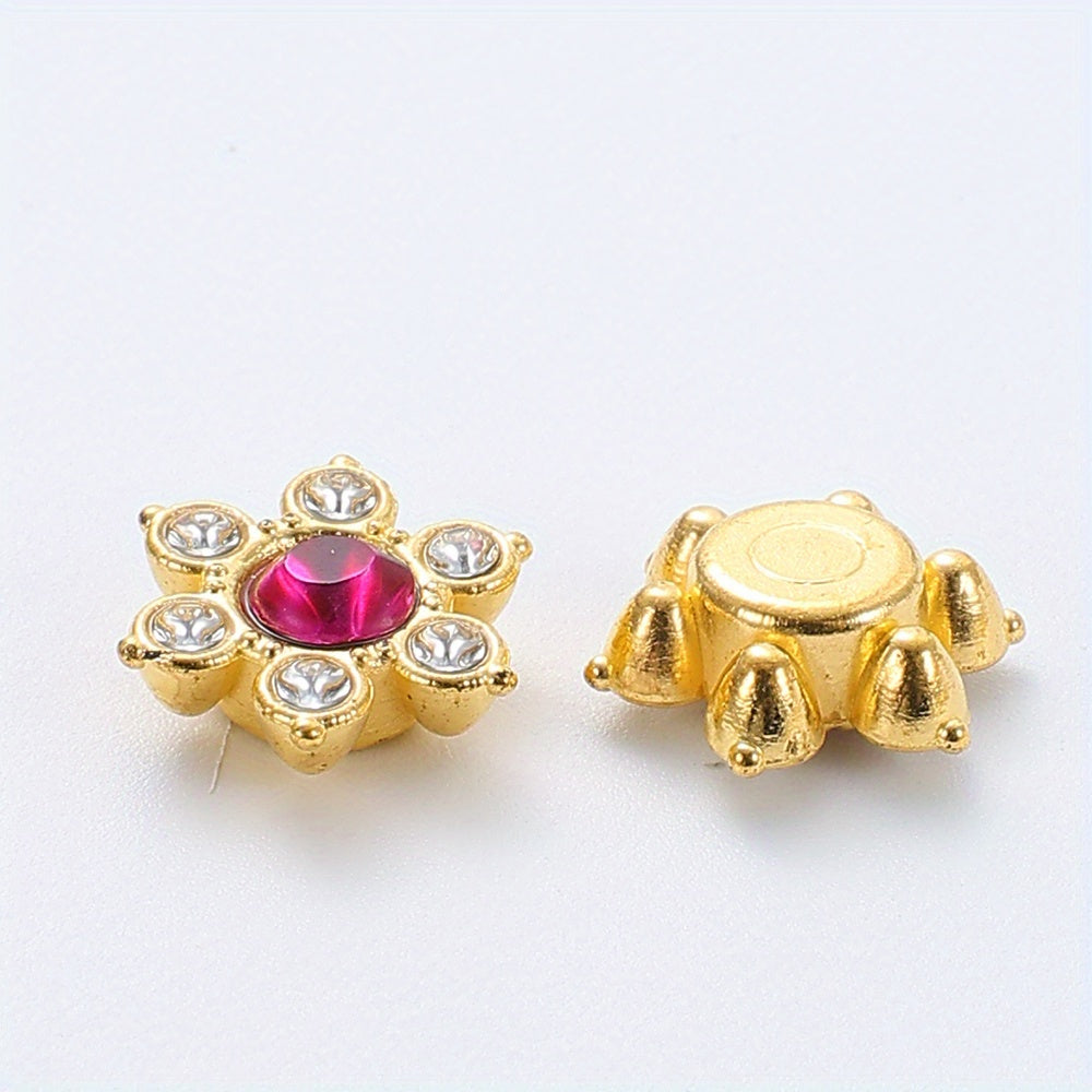 Six Petal Flower Rhinestone Acrylic Beads