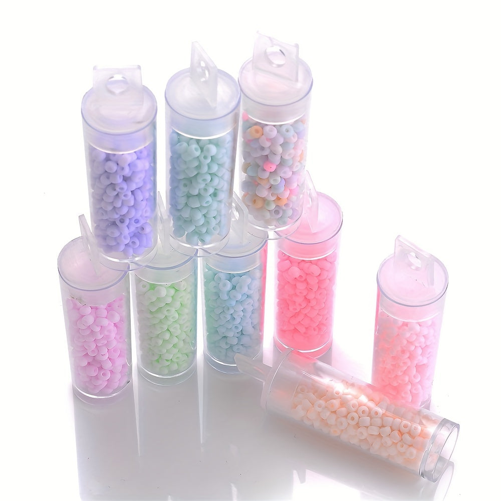300PCS 3MM Macaron Acrylic Seed Beads with Tube Loose Spacer Beads for Bracelet Necklace Handmade Accessories