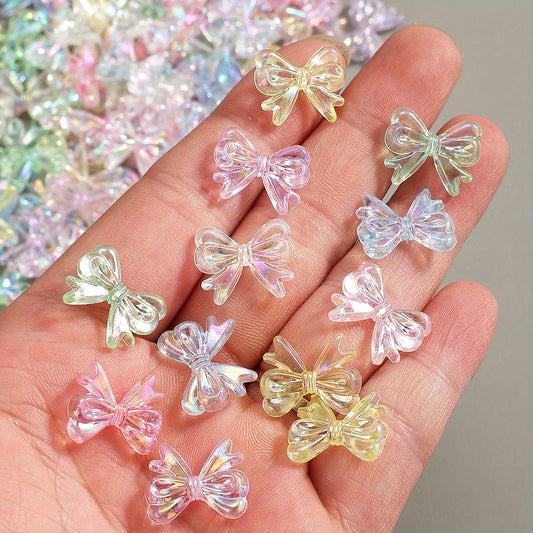 50pcs 15x19mm Sparkling Transparent Acrylic Bow Beads