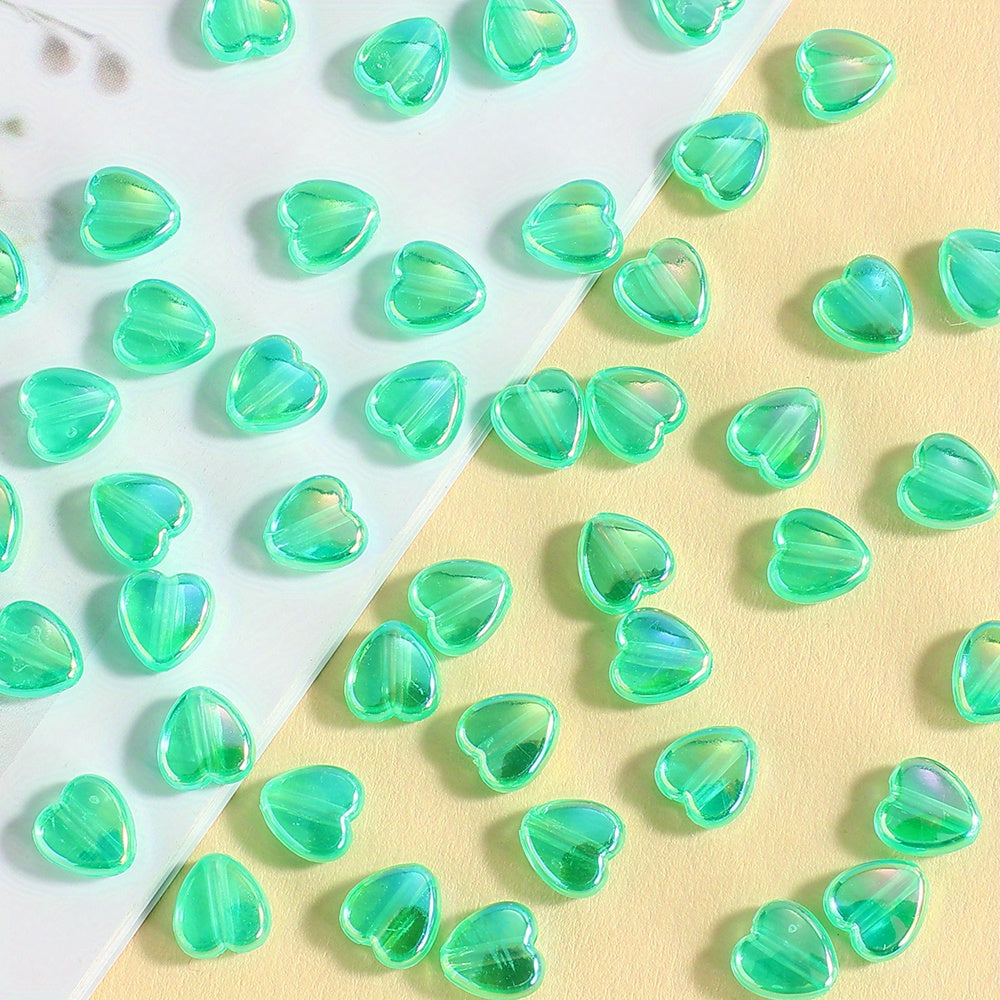 100pcs Colorful Heart Acrylic Beads