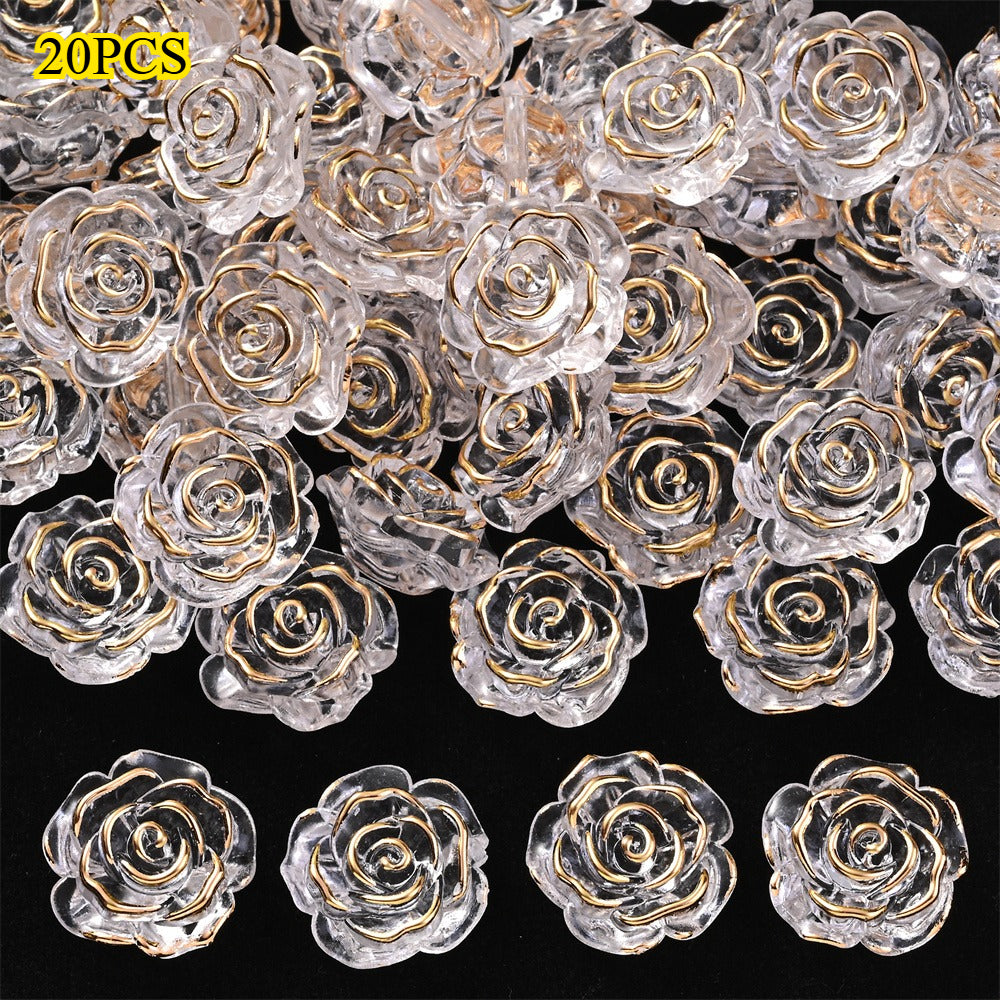 Transparent Camellia Flower Acrylic Beads