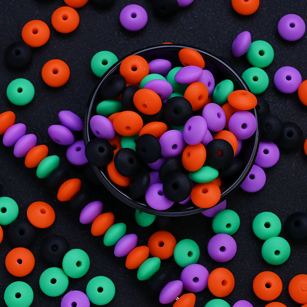 Halloween Oval Silicone Abacus Beads