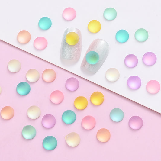 100pcs 6mm Colorful Translucent Resin Flat-Back Beads