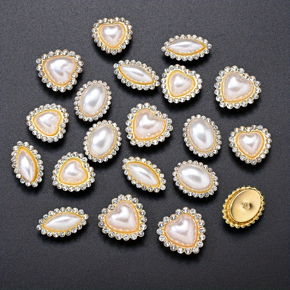 White Imitation Pearl Flatback Oval Heart Beads