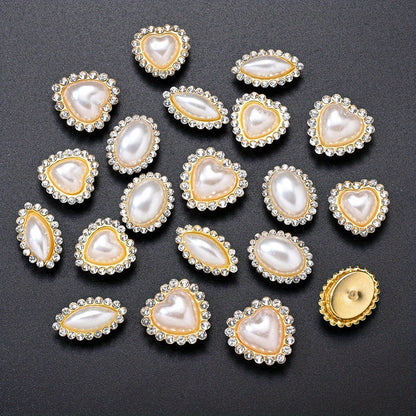 White Imitation Pearl Flatback Oval Heart Beads