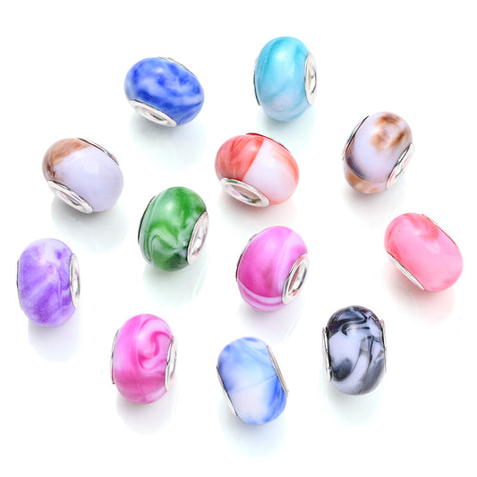 30pcs Gradient Acrylic Large Hole Beads