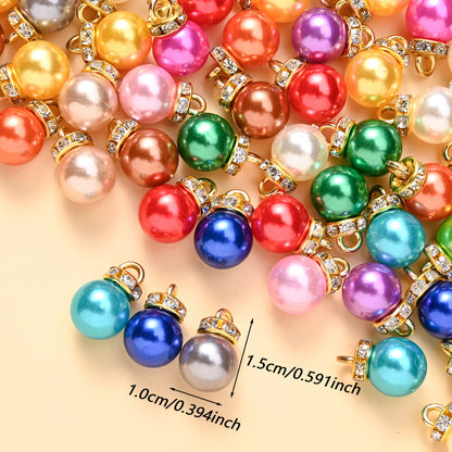 20pcs 10x15mm Multicolor Imitation Pearl Ball Charms