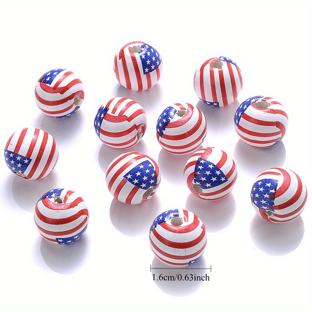 10pcs 16mm American Design Wooden Beads