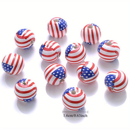 10pcs 16mm American Design Wooden Beads