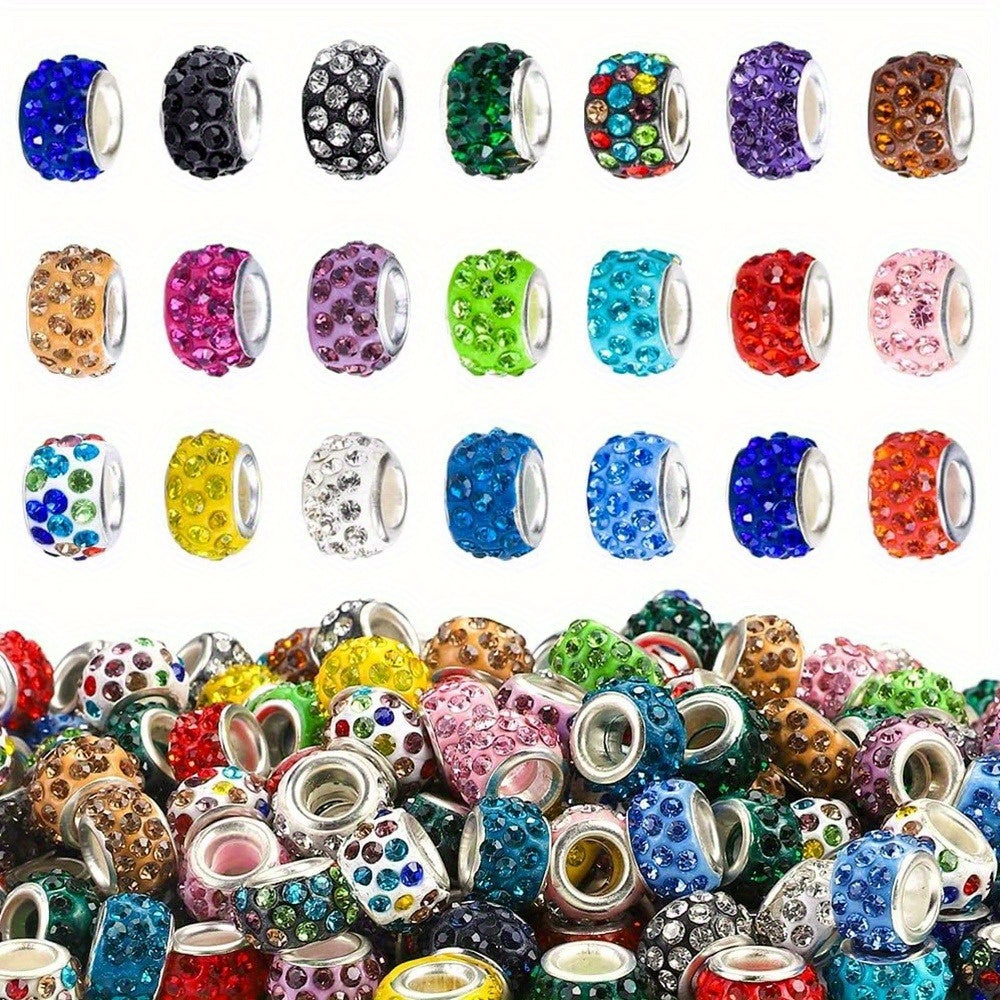 Rhinestone Wheel Large Hole Beads