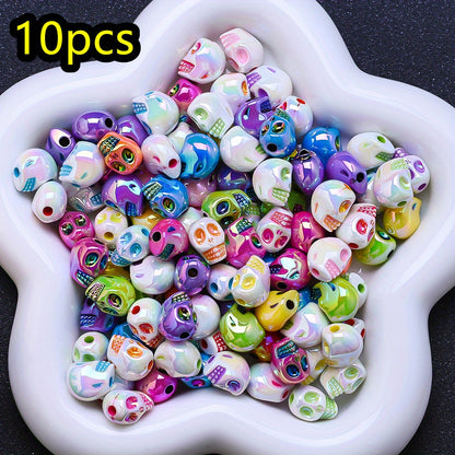 10pcs Halloween Skull Acrylic Large Hole Beads