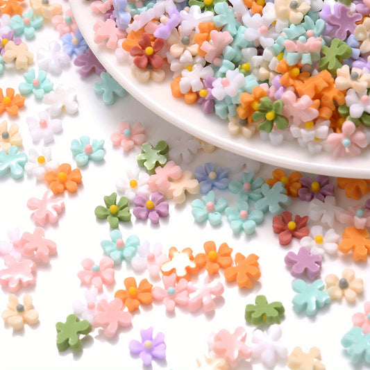 100pcs 3D Colorful Flower Flatback Beads