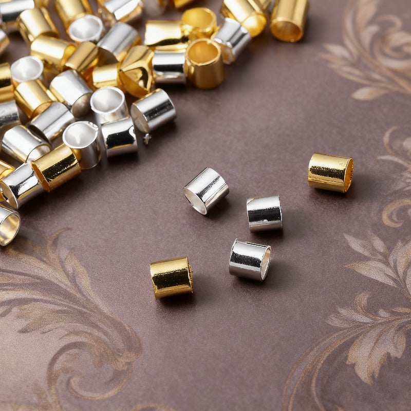500pcs Golden & Silvery Copper Crimp End Beads