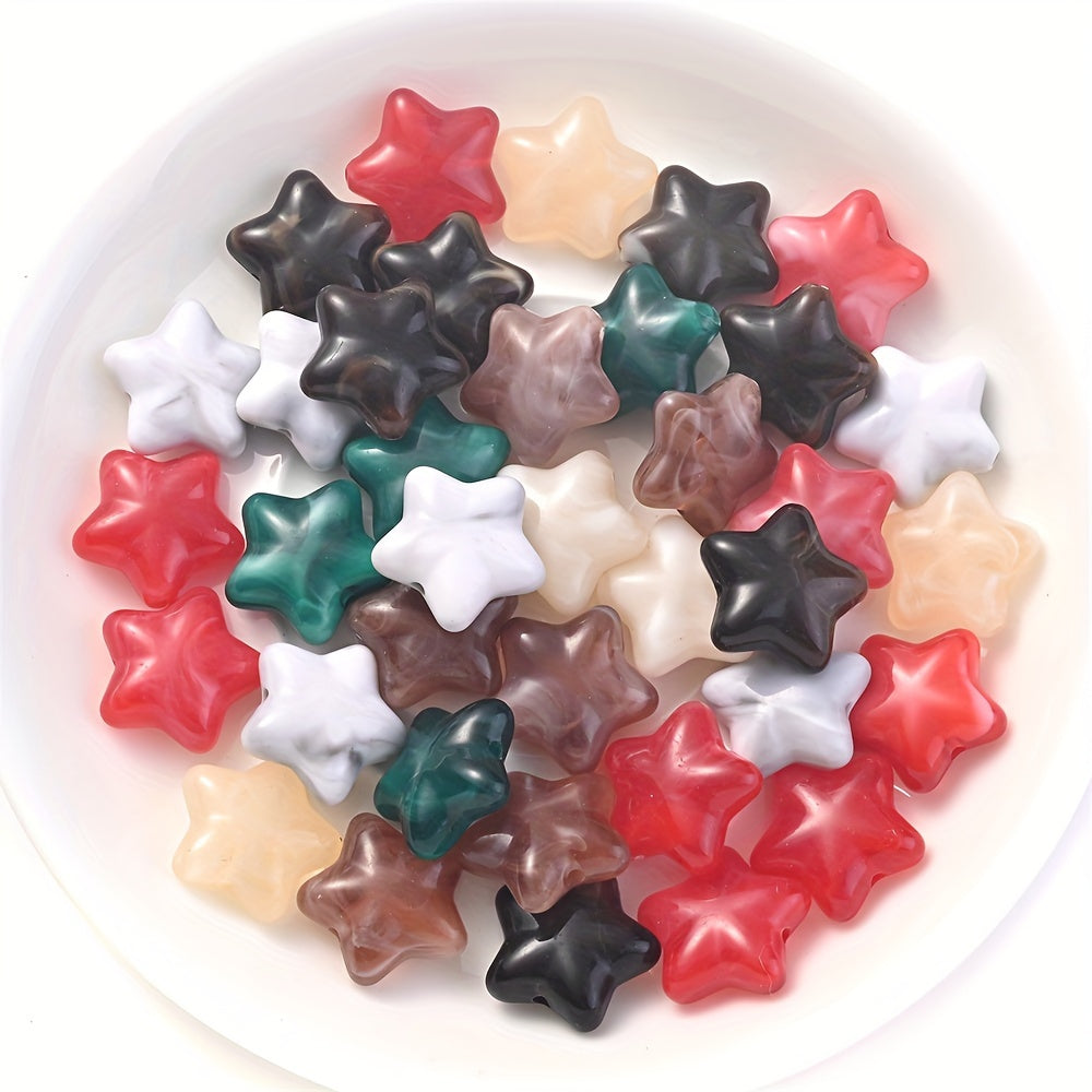 Mixed Color Plum Blossom Block Pentagram Acrylic Spacer Beads