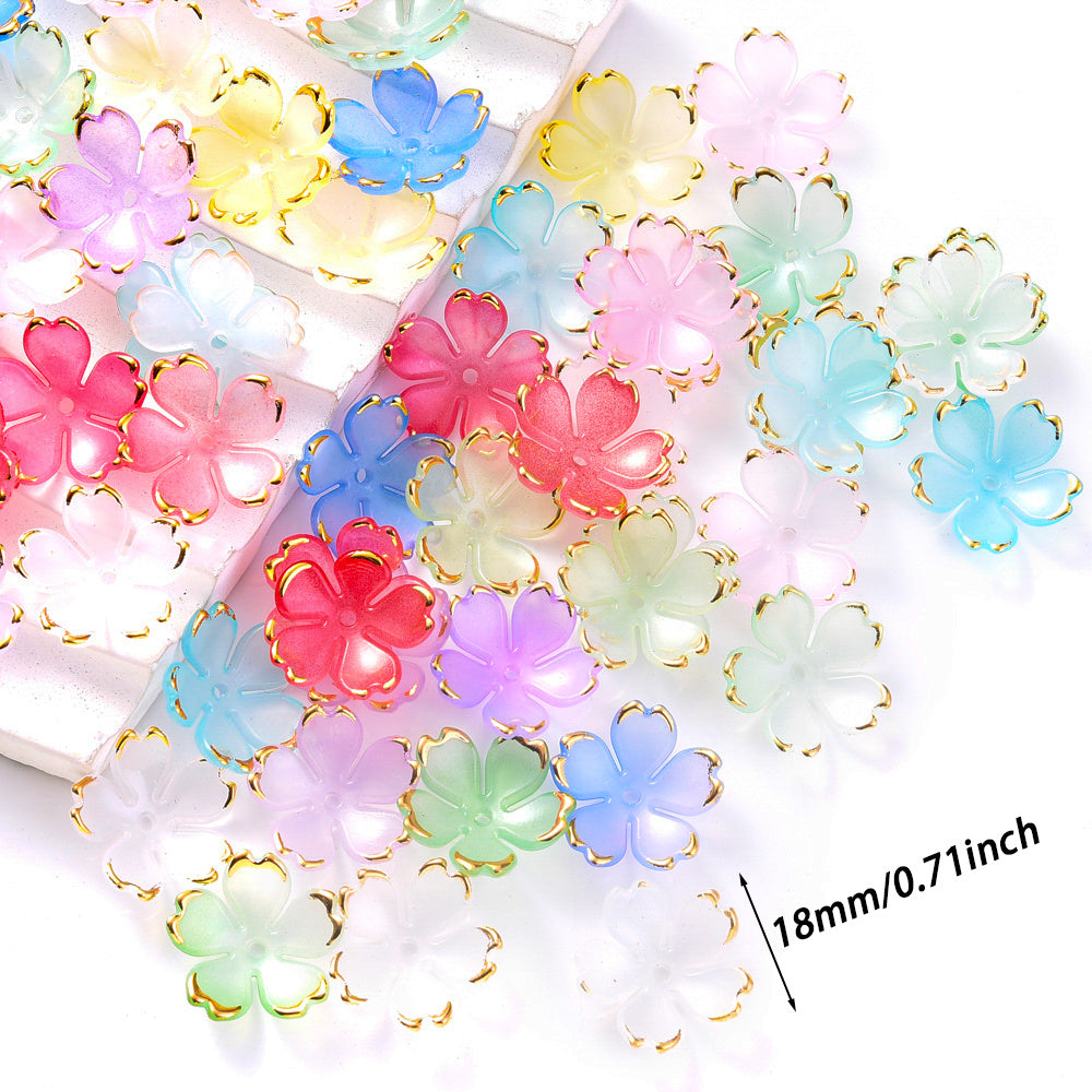 Golden Edged Five Petal Flower Acrylic Beads