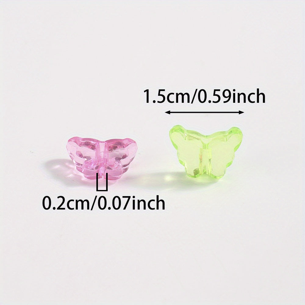 Mixed Color Transparent Acrylic Butterfly Beads