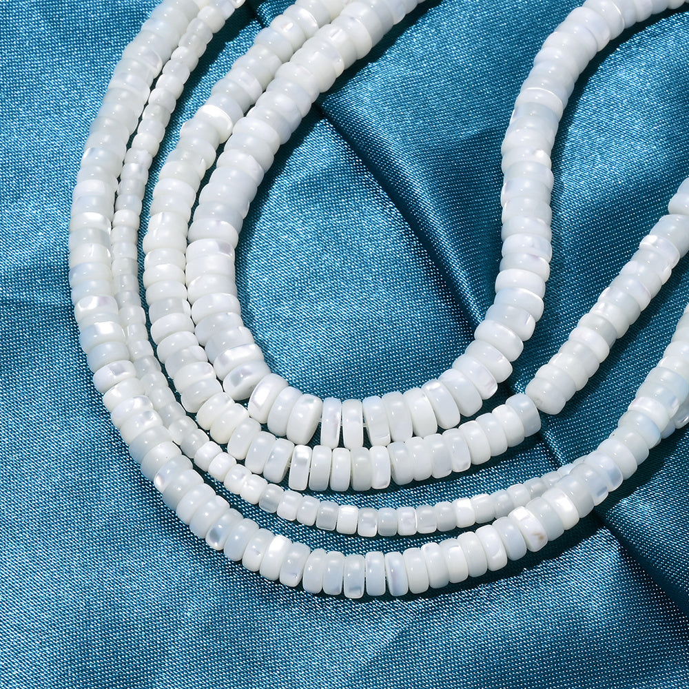 75/80/90pcs White Turban Shell Threaded Stone Beads