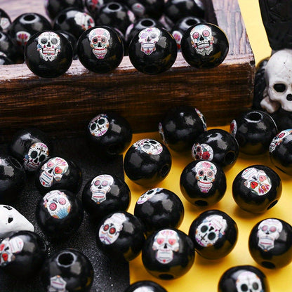 Halloween Skull Wooden Beads