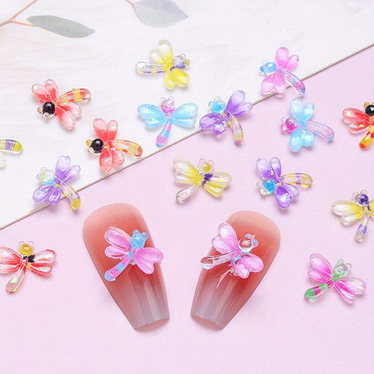 30pcs Colorful Resin Dragonfly Patch Beads