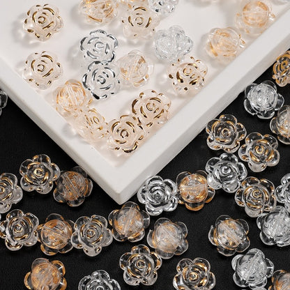 100pcs 12mm Clear Rose Acrylic Beads