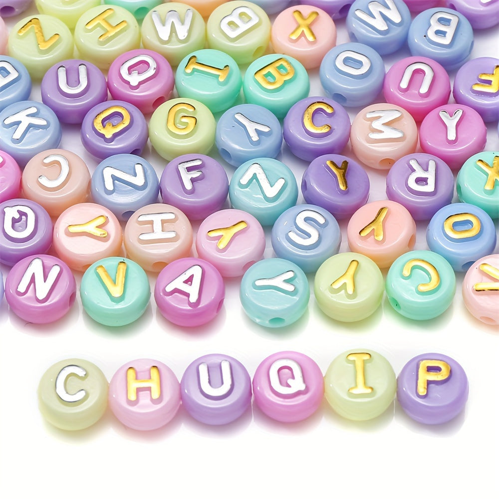 100/200pcs Colorful Letter Beads