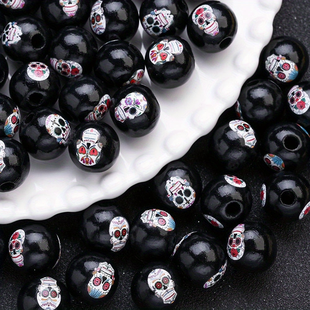 Halloween Skull Wooden Beads
