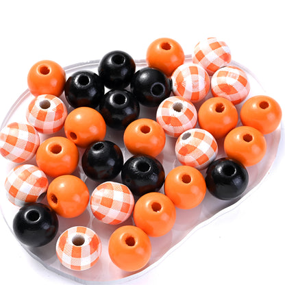 Halloween Buffalo Plaid Wooden Beads