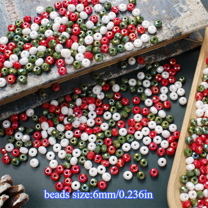 2000pcs 6mm Christmas Acrylic Faceted Wheel Beads