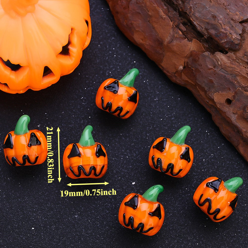 Halloween Glazed Pumpkin Beads