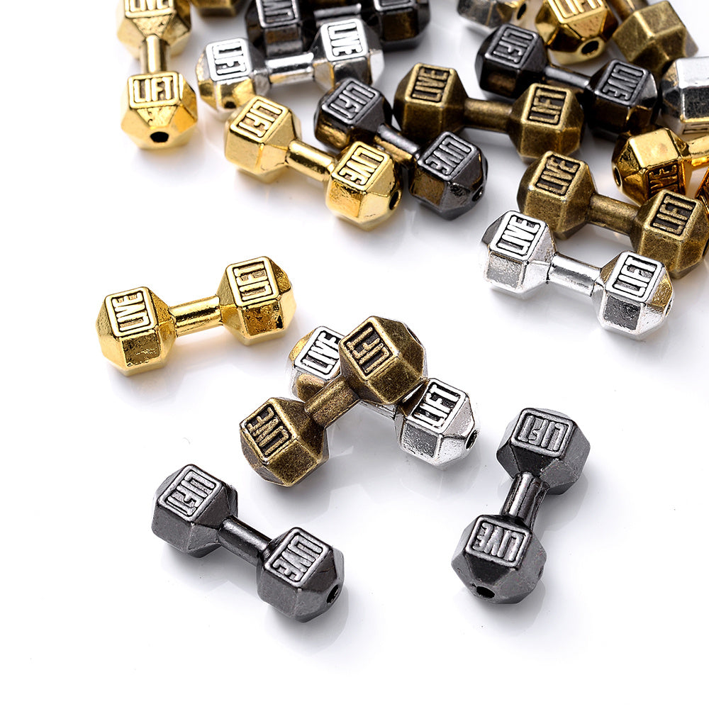 10pcs 8x20mm Silvery Alloy Dumbbell Beads
