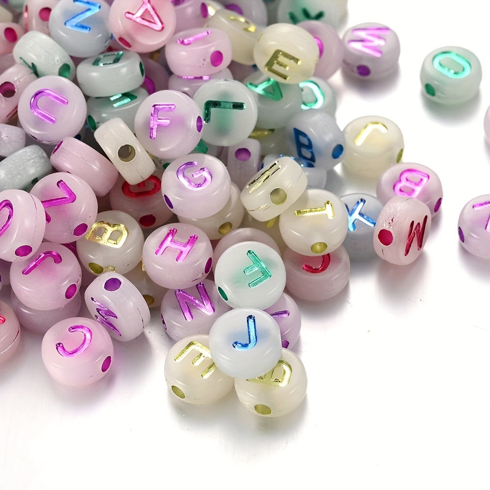 50pcs Luminous Letter Acrylic Spacer Beads