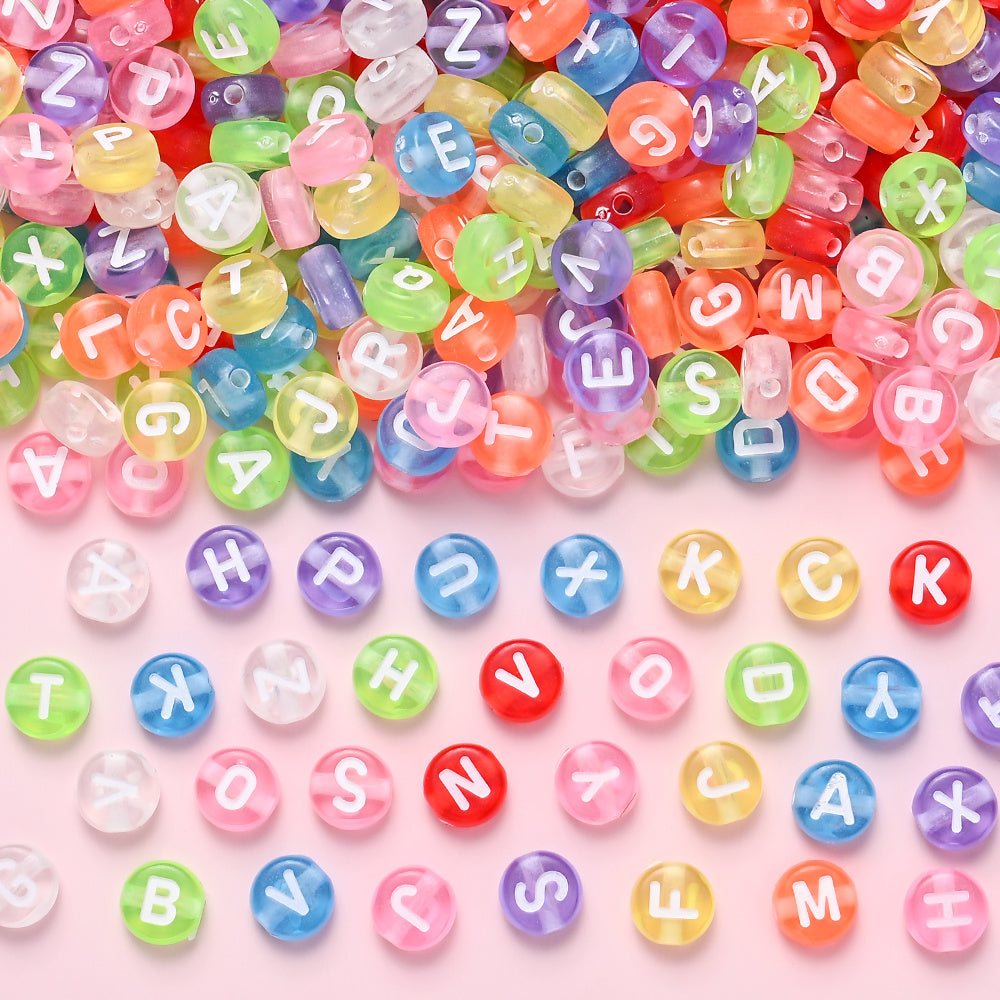7mm Rainbow Acrylic Letter Beads